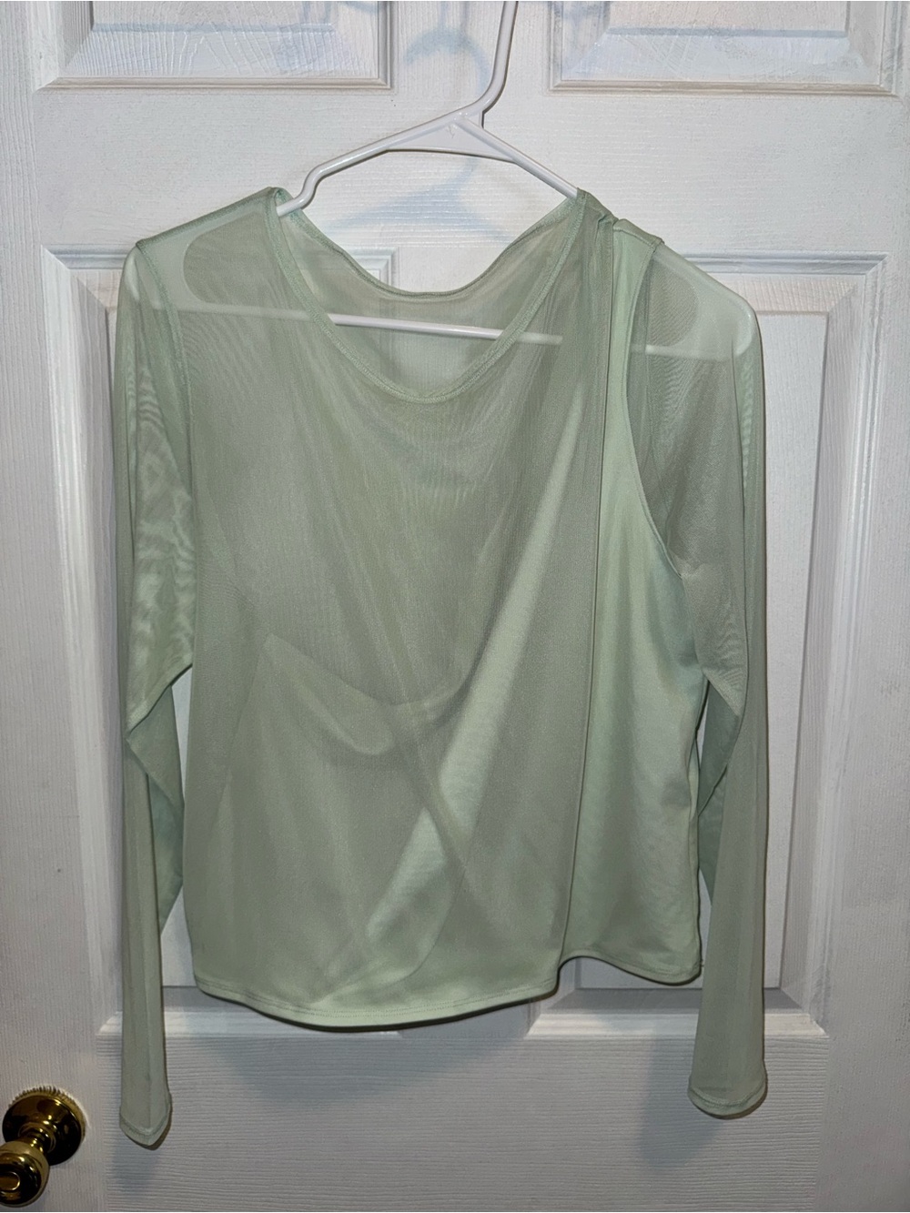 Abercrombie & Fitch Mint Sheer Long-Sleeve Top